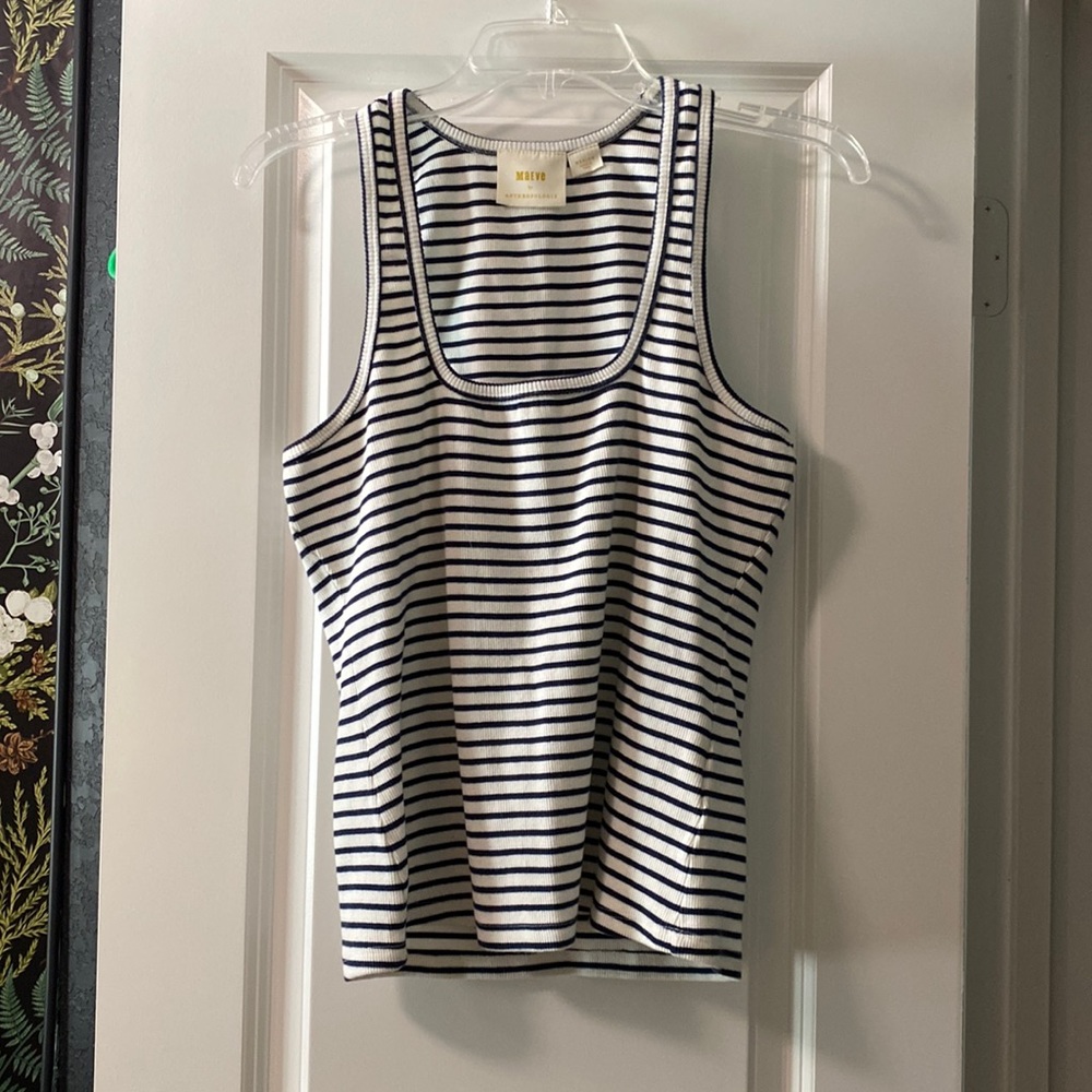 Maeve by Anthropologie Medium Navy White Striped Tank Top